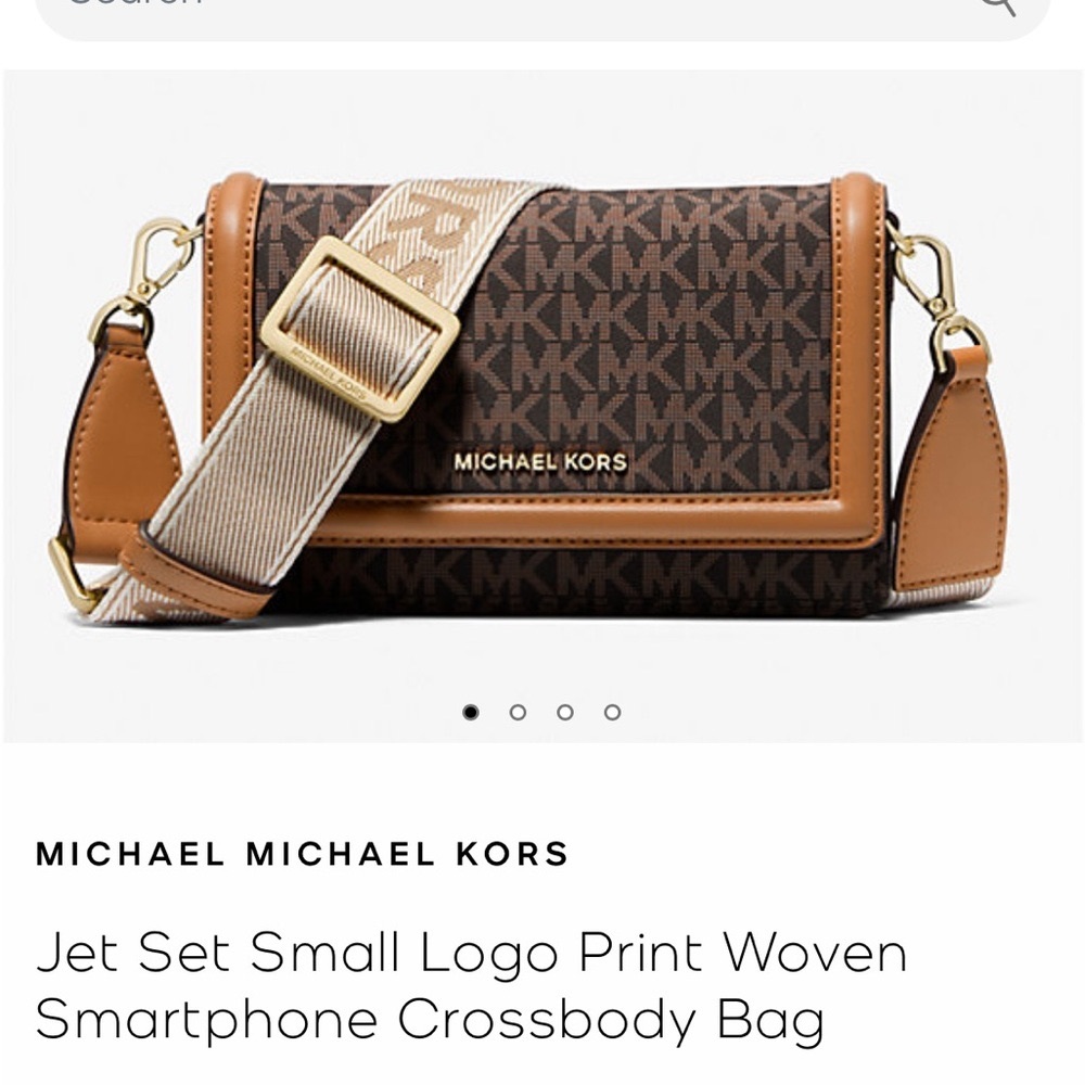 Michael Kors Tan and Brown Logo Crossbody Bag